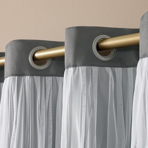 Exclusive Home Curtains Catarina perde, çok katmanlı, masif karartma perdesi ve tül yüzeyli yarı saydam pencere perdesi, 52 x 96 cm,  - Seçenekler: 52x63, 52x108, 52x120, 132G x 243.8U cm (2 Panel)...