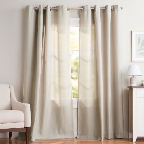 Exclusive Home Curtains Loha Keten Gromet Üst Perde Panel Çifti, 54x84, Doğal - Seçenekler: 54x63, 54x84, 54x96, 54x108, 54x120...