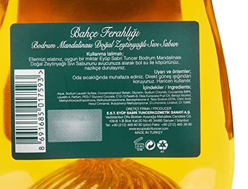 Eyüp Sabri Tuncer Doğal Zeytinyağlı Sıvı Sabun, Bodrum Mandalinası, 1,5 L Pet Şişe (1 x 1500 ml) - Seçenekler: 1 x 1500 ml, 1 x 1500 ml (3 paketi), 2 x 1500 ml