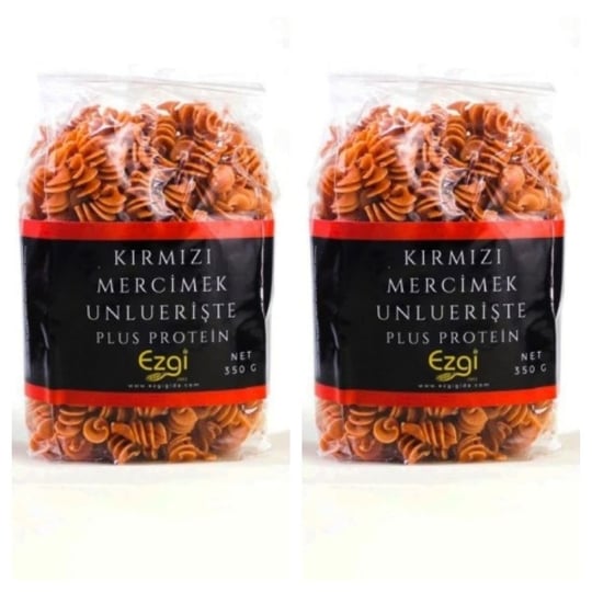 Ezgi Vegan Kırmızı Mercimek Unlu Burgu Erişte 350 G x 2 adet