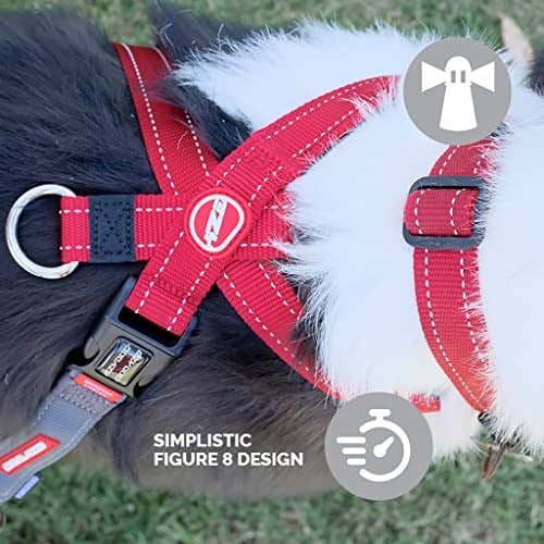 EzyDog Çekme önleyici köpek tasması – Crosscheck köpek koşum takımı, küçük, orta boy ve büyük köpekler için, köpek eğitim aksesuarı, yansıtıcı - Seçenekler: S (36 - 49cm), M (45 - 64cm), L (55 - 74cm)