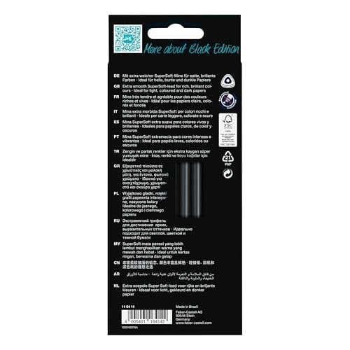 Faber-Castell Black Edition Boya Kalemi 12’li Skin Tones, Siyah Lata, Siyah Kağıda Uyumlu, Ergonomik Üçgen Gövde, Ten Renkleri