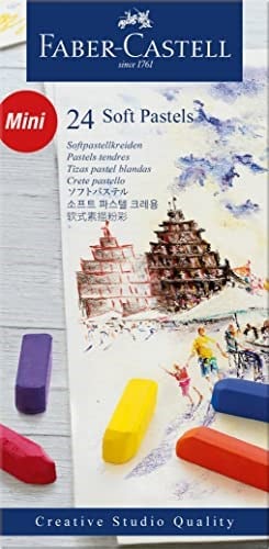 Faber-Castell Creative Studio Mini Toz Pastel Boya, 24 Renk, Yarım Boy, Yüksek Pigment, Parlak Renkler, Fiksatif Uyumlu, Tebeşir Bazlı Soft Pastel