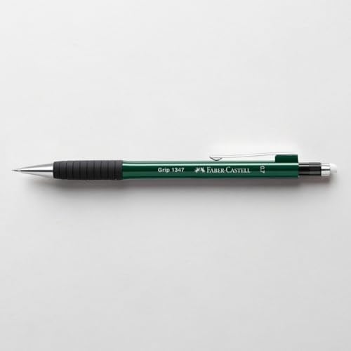 Faber-Castell Grip 1347 Versatil Kalem, 0.7 mm, Koyu Yeşil, Ergonomik Tutuş, Yaylı Uç, Uzun Silgi, Modern Tasarım