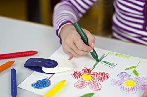 Faber-Castell Grip Jumbo Mum Boya, 12 Renk, Silinebilir, Parlak Renkler, Kalemtıraşla Açılabilir, Ergonomik Tutuş