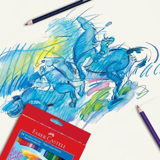 Faber-Castell Karton Kutu Sulu Boya Kalemi, 24 Renk, Suda Çözünebilir, Fırça ve Kalem Hediyeli, Yaratıcılığı Destekleyen Boya Kalemi - Seçenekler: 12 Renk, 24 Renk
