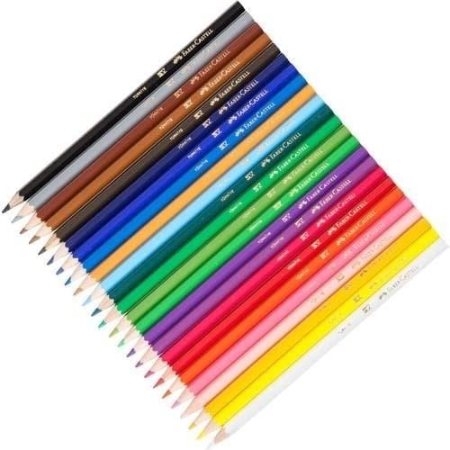 Faber-Castell Kuru Boya Kalemi, Kırmızı Metal Tüp Kutu, 24 Renk, Tam Boy, Kalemtıraş Hediyeli, Yumuşak Mineli, Kırılmaya Dayanıklı Uçlar, Kolay Açılır - Seçenekler: 12 Renk, 24 Renk