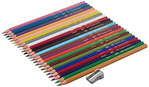 Faber-Castell Kuru Boya Kalemi, Kırmızı Metal Tüp Kutu, 24 Renk, Tam Boy, Kalemtıraş Hediyeli, Yumuşak Mineli, Kırılmaya Dayanıklı Uçlar, Kolay Açılır - Seçenekler: 12 Renk, 24 Renk