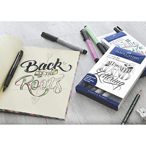 Faber-Castell Pitt Artist Pen Kaligrafi Seti 8’li, Siyah Gri Tonları, 4 Uç Tipi (B, S, 1.5), Kalemtraş ve B Derece Kurşun Kalem Hediyeli - Seçenekler: 4lü, 9lu