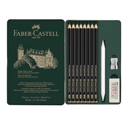 Faber-Castell Pitt Matt Dereceli Kalem Seti, 11 Parça, Ultra Mat Siyah Ton, 14B Kalem, Geçiş Kalemi, Kalemtıraş ve Silgi ile, SV Sistemli