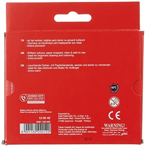 Faber-Castell Süper Yıkanabilir Mum Boya, 12 Renk, Leke Bırakmaz, Jumbo Boy, Parlak ve Yoğun Renkler