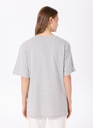 Fabrika Gri Melanj V Yaka Oversize T-Shirt, TALITA
