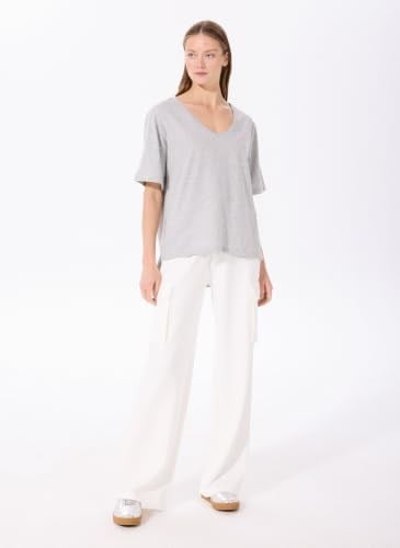 Fabrika Gri Melanj V Yaka Oversize T-Shirt, TALITA