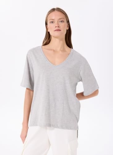 Fabrika Gri Melanj V Yaka Oversize T-Shirt, TALITA