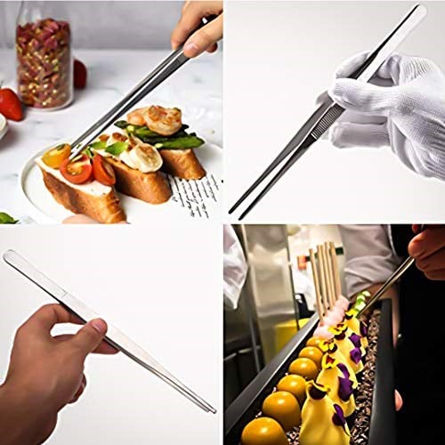 FANSH 304 Paslanmaz Çelik Mangal Cımbızı, Profesyonel Mutfak ve Uzun Saplı Gıda Cımbızı, Çok Fonksiyonlu, 30 cm