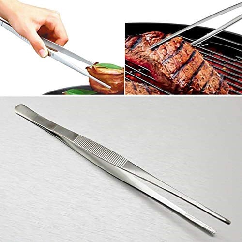 FANSH 304 Paslanmaz Çelik Mangal Cımbızı, Profesyonel Mutfak ve Uzun Saplı Gıda Cımbızı, Çok Fonksiyonlu, 30 cm
