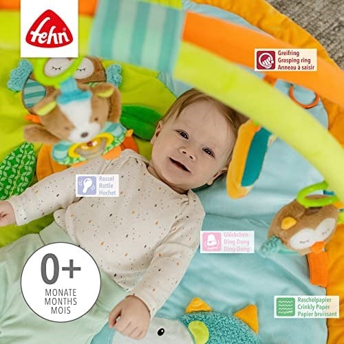 Fehn 3 boyutlu aktivite battaniyesi ve oyun matı, 5 çıkarılabilir oyuncaklı, 0+ yaş, Orman