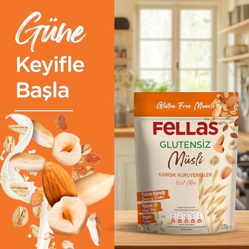 Fellas Glutensiz Müsli, Karışık Kuruyemişli, 270gr