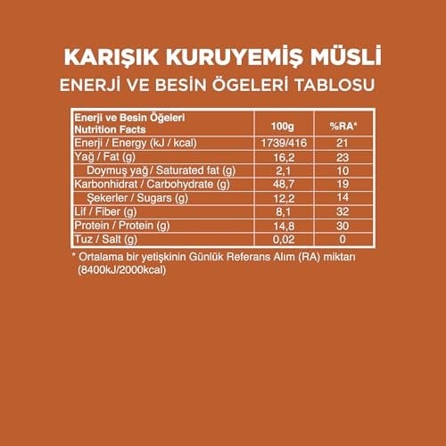 Fellas Glutensiz Müsli, Karışık Kuruyemişli, 270gr