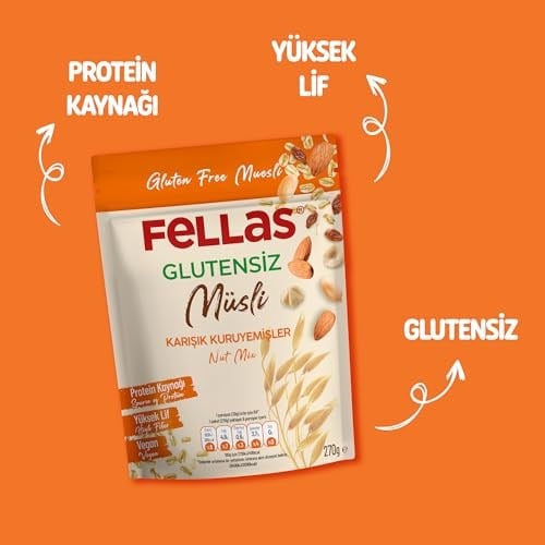 Fellas Glutensiz Müsli, Karışık Kuruyemişli, 270gr