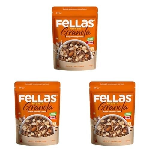 Fellas Protein Granola Karışık Kuruyemiş ve Kakao 270 gr 3lü paket