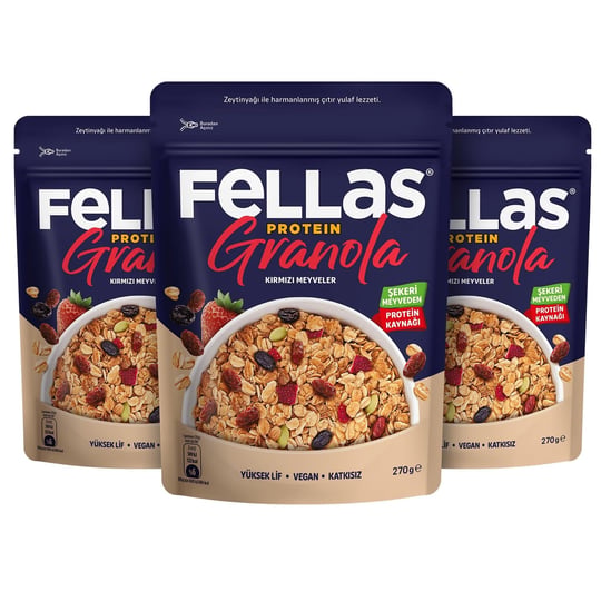 Fellas Protein Granola Kırmızı Meyveler 270 gr 3lü paket