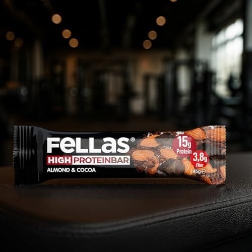 Fellas Yüksek Protein Bar, Bademli ve Kakaolu, 45gr x 12 Adet