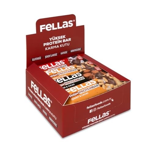 Fellas Yüksek Protein Bar, Karma Kutu (3 Çeşit), 45gr x 12 Adet