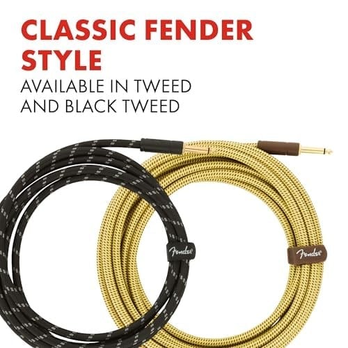 Fender Deluxe Serisi Gitar Enstrüman Kablosu, 3 m, Düz/Düz, Tüvit
