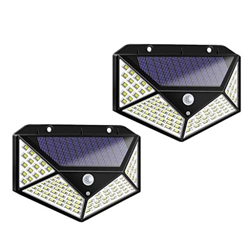 Fenteer Solar lamba 100 LED PIR hareket sensörlü dış duvar lambası IP65 bahçe teras - 2 adet