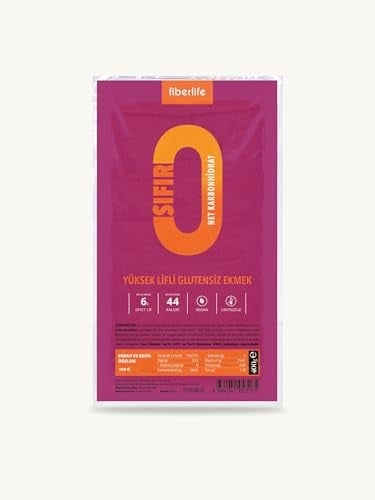 Fiberlife Yüksek Lifli Glutensiz Ekmek, Düşük Kalorili, Diyabet ve Ketojenik Beslenmeye Uygun Vegan Ekmek, 0 Net Karbonhidrat, 400 gr