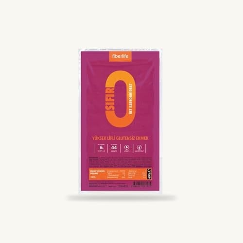 Fiberlife Yüksek Lifli Glutensiz Ekmek, Düşük Kalorili, Diyabet ve Ketojenik Beslenmeye Uygun Vegan Ekmek, 0 Net Karbonhidrat, 400 gr