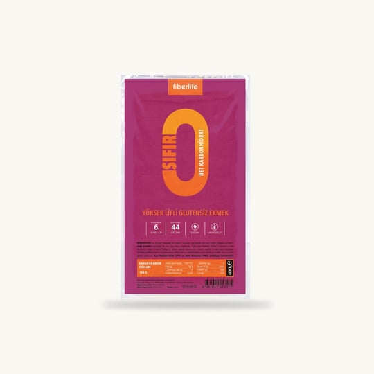 Fiberlife Yüksek Lifli Glutensiz Ekmek, Düşük Kalorili, Diyabet ve Ketojenik Beslenmeye Uygun Vegan Ekmek, 0 Net Karbonhidrat, 400 gr