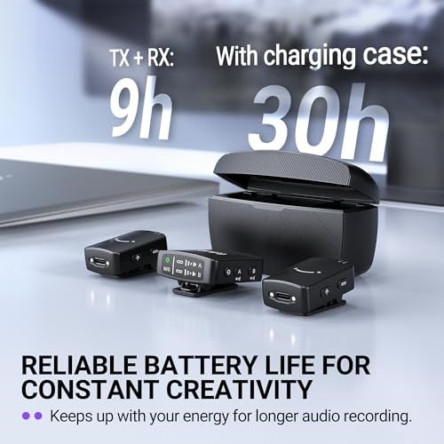 FIFINE iPhone/Android/Tablet için Kablosuz Yaka Mikrofon, Video Kaydı için Gürültü Önleyici Yaka Kablosuz Mikrofon Sistemi, Vlog, Röportaj, Streaming-M9 için DSLR Kamera ile Uyumlu