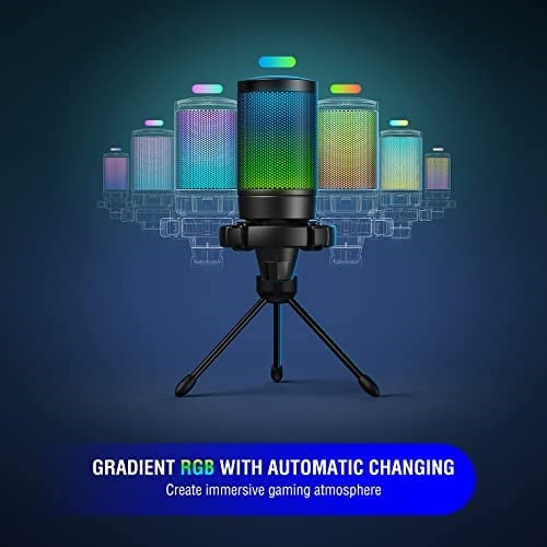 FIFINE PC oyun mikrofonu, USB mikrofon, yayın podcast stüdyosu için, mikrofon standı ve sessize alma tuşlu, PS4 PS5 Mac için