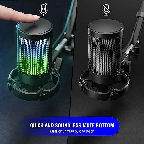 FIFINE PC oyun mikrofonu, USB mikrofon, yayın podcast stüdyosu için, mikrofon standı ve sessize alma tuşlu, PS4 PS5 Mac için