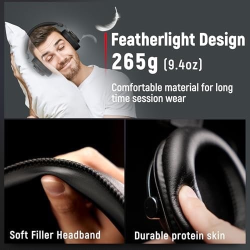 FIFINE Podcast İzleme için Kayıt Üzerinden Kulak Kablolu Kulaklıklar için Stüdyo Monitör Kulaklıklar, Çıkarılabilir Kablolarla Rahat Ekipman Akışı 3,5 mm veya 6,35 mm Jak, Siyah, PC/Mikser-H8