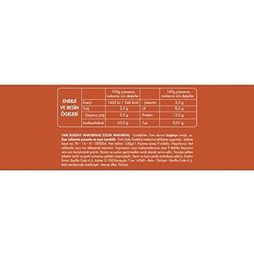 Filiz Tam Buğday Spagetti Makarna (Çubuk) 350 Gr