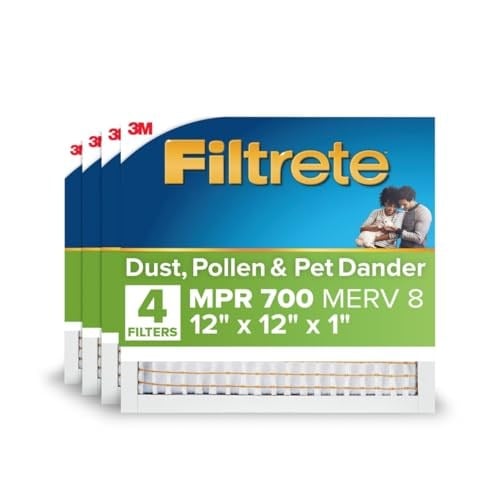 Filtrete 12x12x1 Hava Filtresi, MPR 700, MERV 8, Temiz Yaşayan Toz, Polen ve Pet Kepek Azaltma 3 Aylık Pileli 1-İnç Hava Filtreleri, 4 Filtre