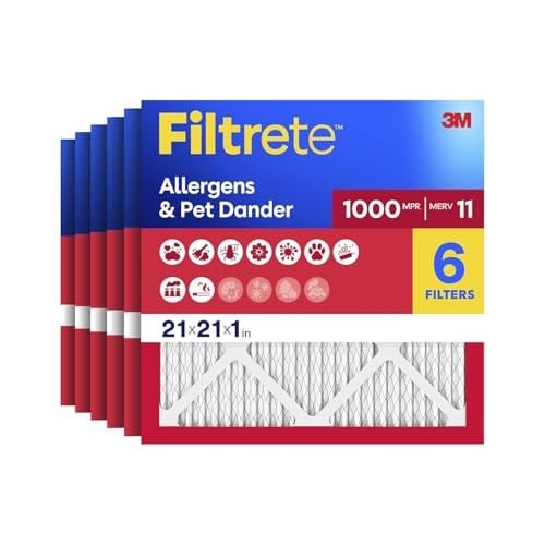 Filtrete 21 x 21 x 1, AC fırın hava filtresi, MPR 1000, mikro alerjen koruması, 6lı paket (tam ölçüler 20,81 x 20,81 x 0,81)