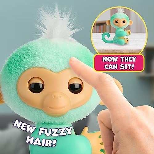 Fingerlings 2023 YENİ İnteraktif Bebek Maymun Dokunmaya Tepki Veriyor - 70+ Sesler ve Tepkiler - Ava (Teal)