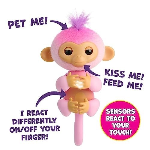 Fingerlings İnteraktif Bebek Maymun Dokunmaya Tepki Veriyor - 70+ Ses ve Tepki - Harmony (Pembe)