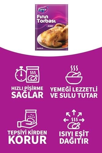 Fırın Torbası 8 Adet 24 x 38 cm Üçlü Set