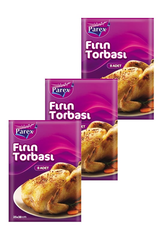 Fırın Torbası 8 Adet 24 x 38 cm Üçlü Set