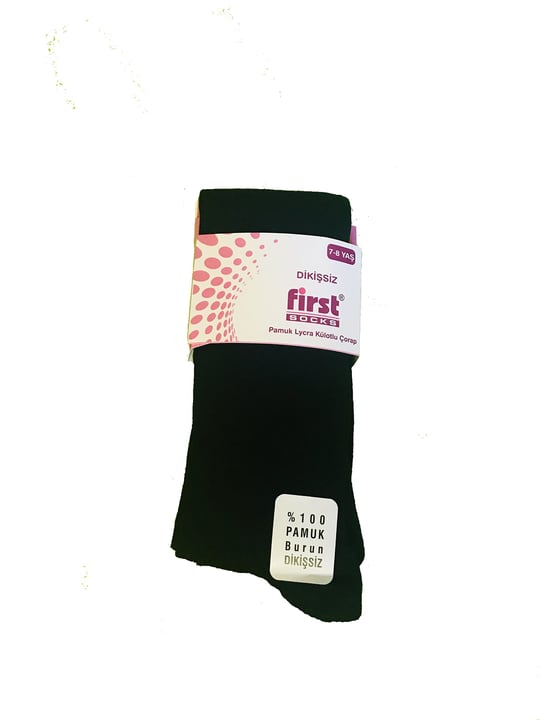 First 6 Çift Siyah Renk First Burun Dikişsiz Külotlu Çorap Siyah 5-6 Yaş