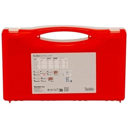 fischer Red-Box UX/SX Plus, dübel kutusu, 160 evrensel dübel, UX & 130 genişletme dübelleri SX Plus, önceden sınıflandırılmış dübel seti, çok sayıda yapı malzemesi ve sabitleme için