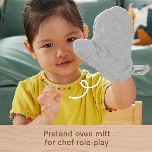 Fisher-Price Ahşap Mutfak Seti Okul öncesi çağdaki çocuklar için 19 parçalı Fisher-Price Ahşap Mutfak Seti HXT83 | HXT83 19 adet ahşap, metal ve kumaş, sahte gıda ve mutfak aksesuarları, 3 yaşından bü