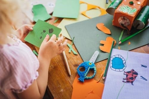 Fiskars Çocuk hayvan makası balık motifli sağ ve sol elini kullananlar için, mavi, uzunluk 13 cm - Seçenekler: Balık., Arı., Panda, Uğur böceği