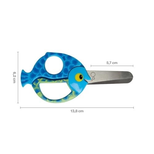 Fiskars Çocuk hayvan makası balık motifli sağ ve sol elini kullananlar için, mavi, uzunluk 13 cm - Seçenekler: Balık., Arı., Panda, Uğur böceği
