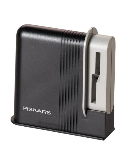 Fiskars Makas bileyici, sağ elini kullananlar için, seramik zımpara başlıkları/plastik gövde, siyah/gri, Clip-Sharp 1000812